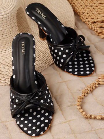 Polka Dot Bow Kitten Heels