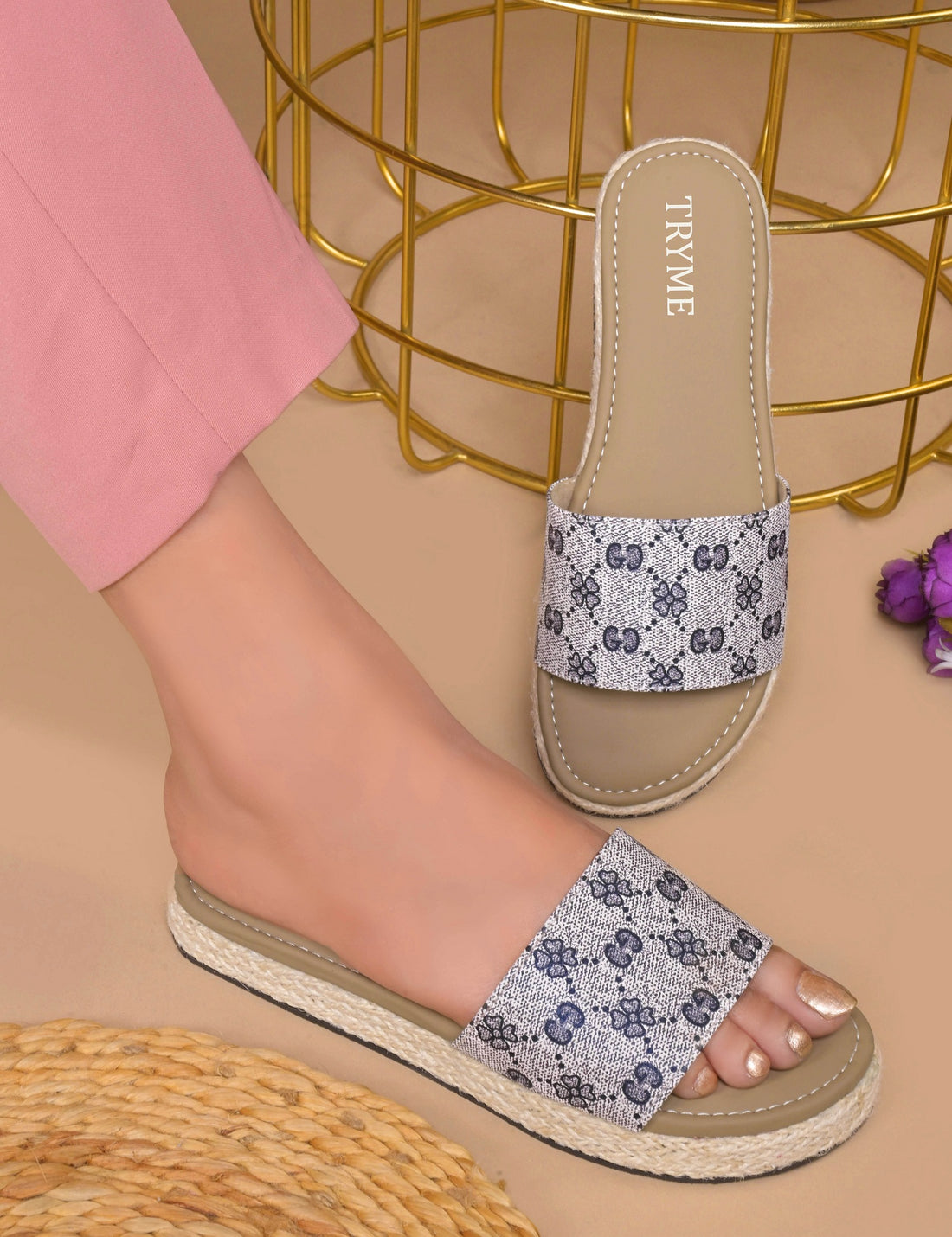 Daisy Doodle Printed Platform Slides
