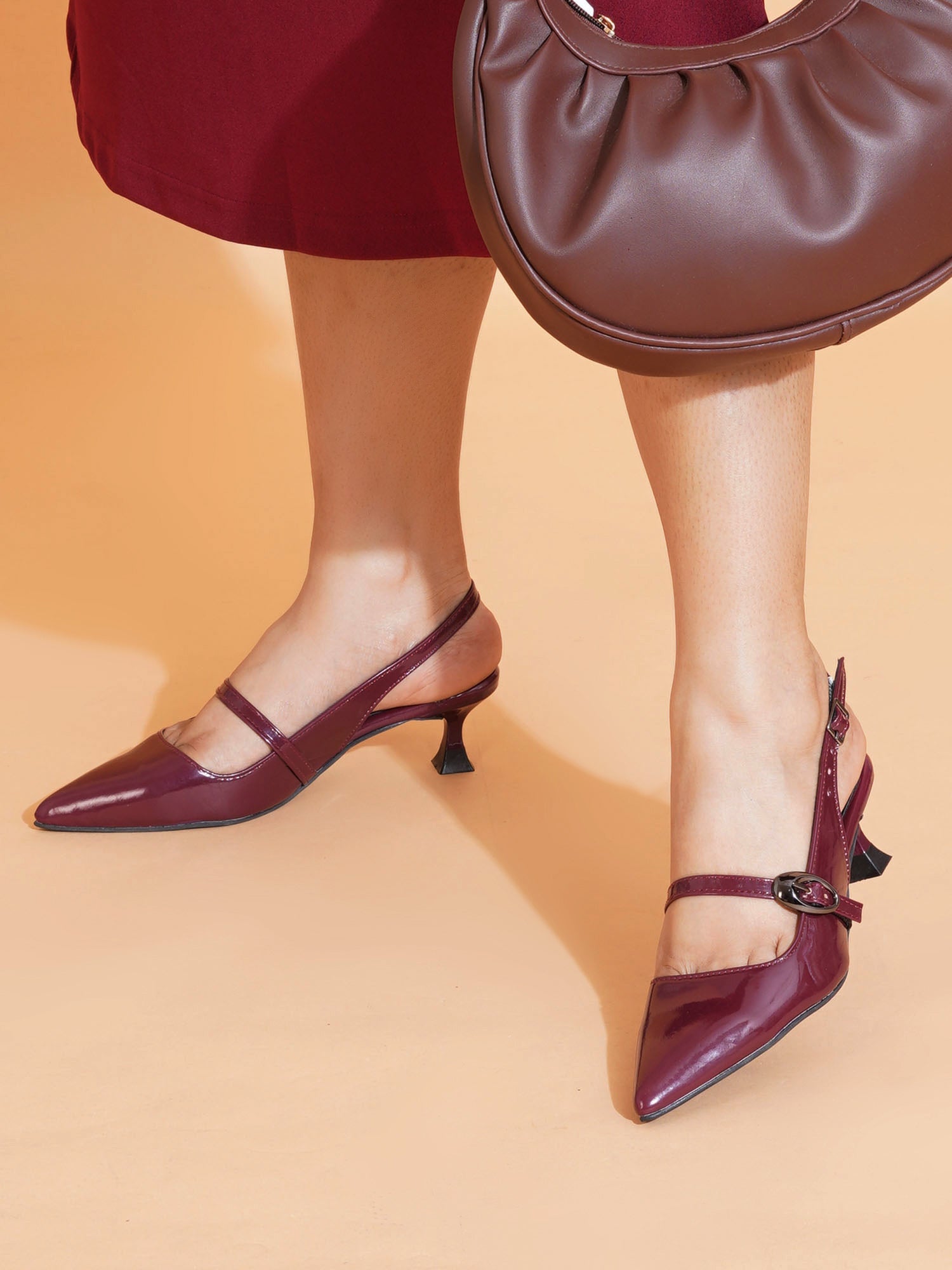 Elegant Buckle Strap Slingback Heels