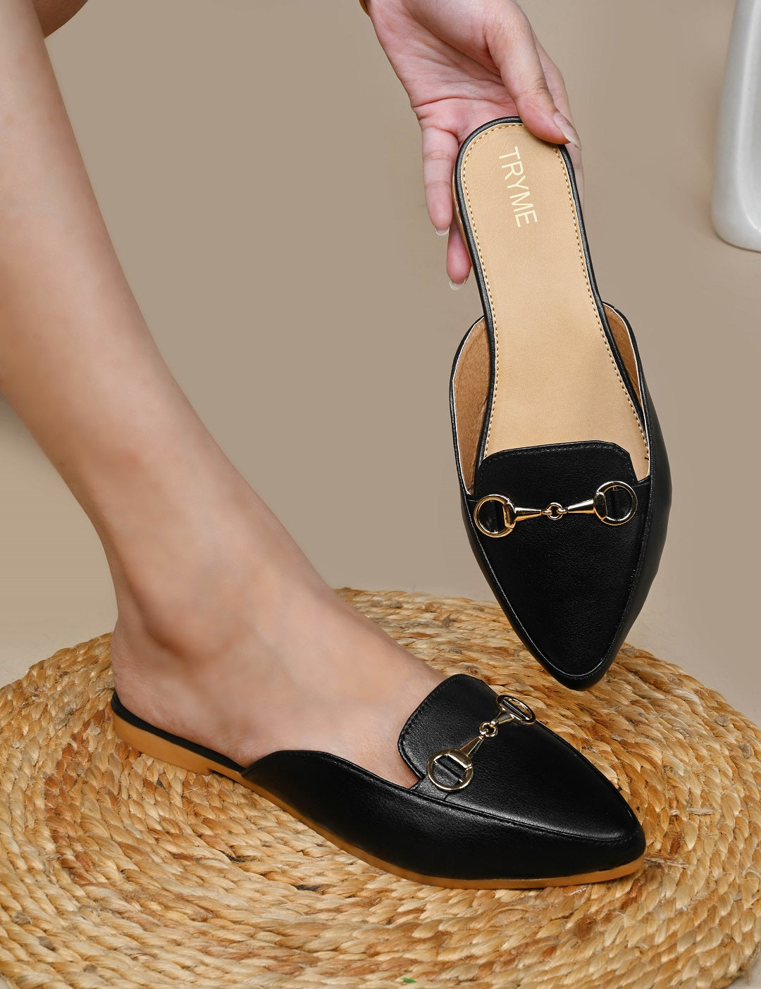 Classic Pointed Toe Mule with Metal Horsebit Detail