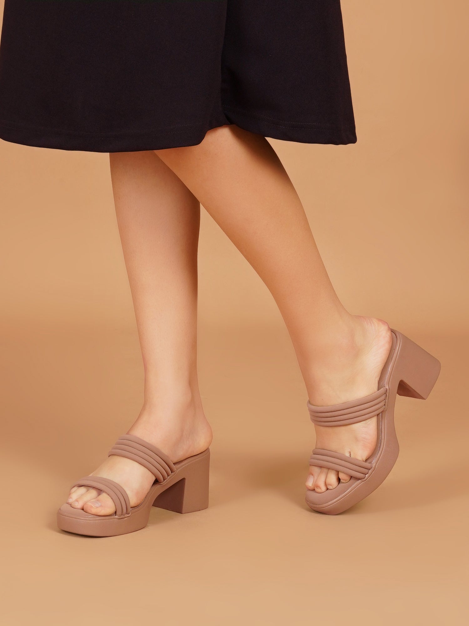 Trendy Padded Double-Strap Block Heel Sandals