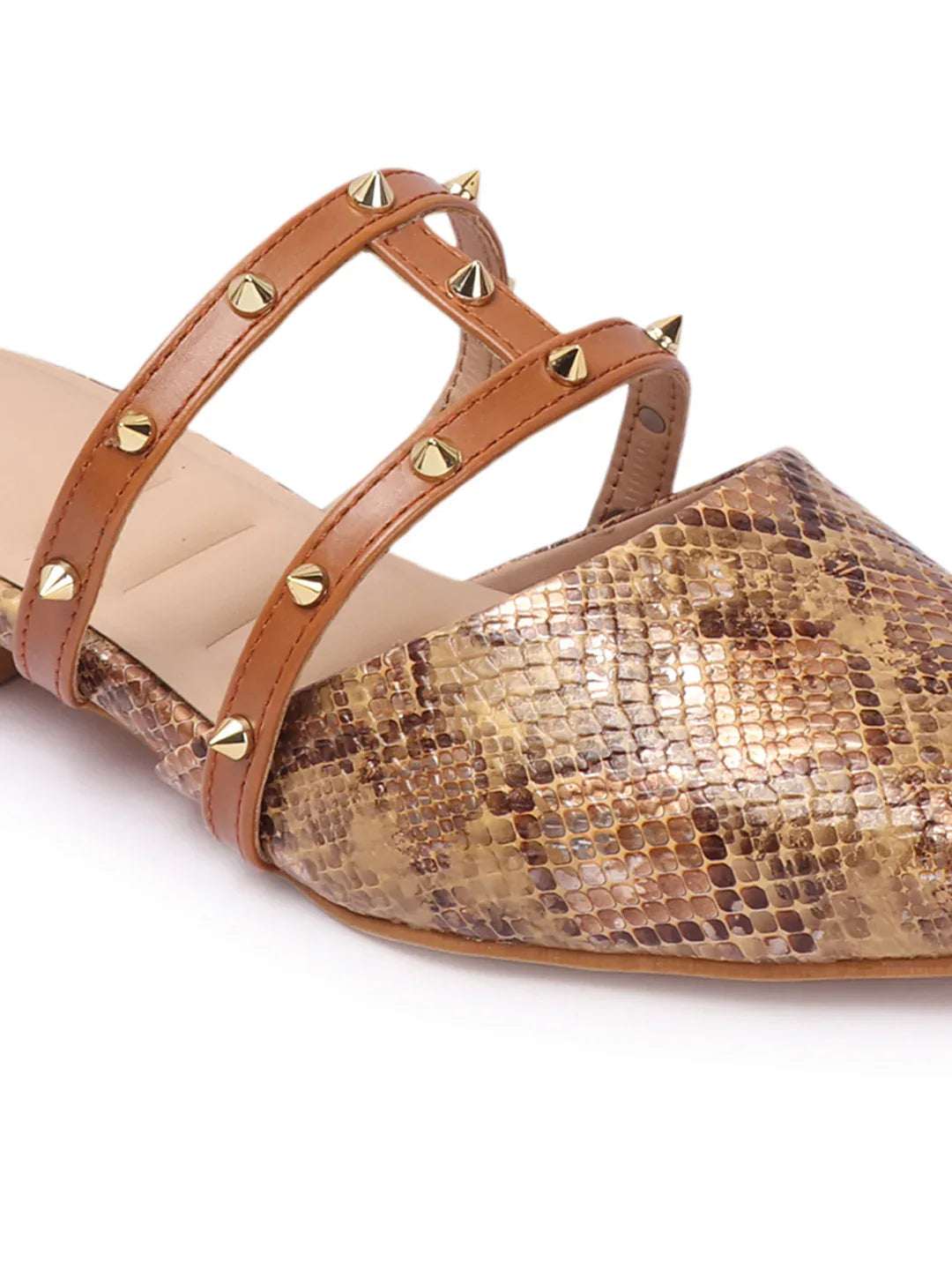 Trendy Stud Embellished Pointed Toe Mules