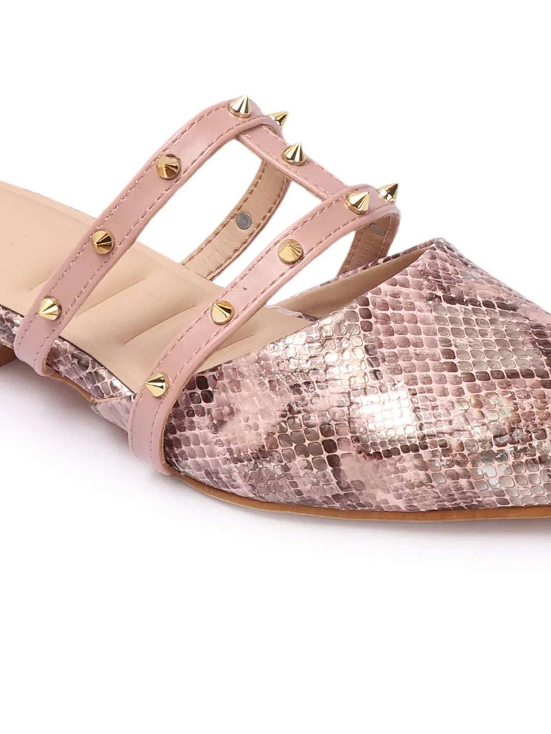 Trendy Stud Embellished Pointed Toe Mules