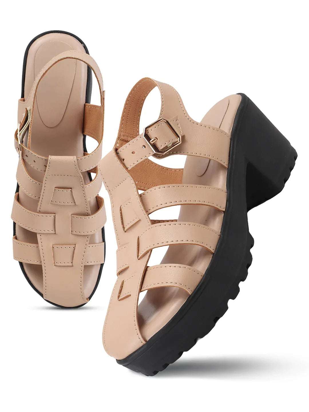 Bold Multi-Strap Casual Heels
