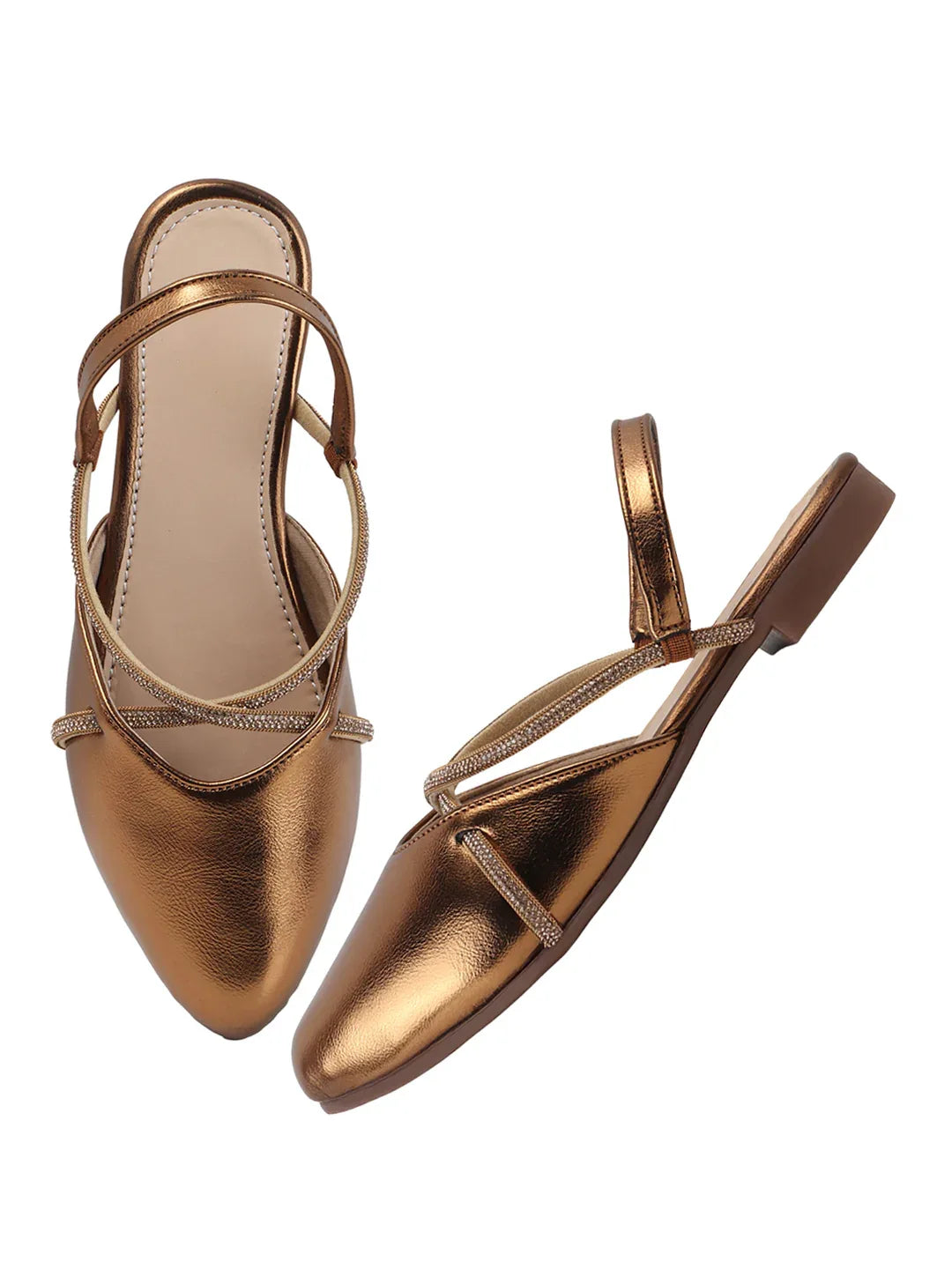 Shimmer Strap Slingback Flat Mules for Women