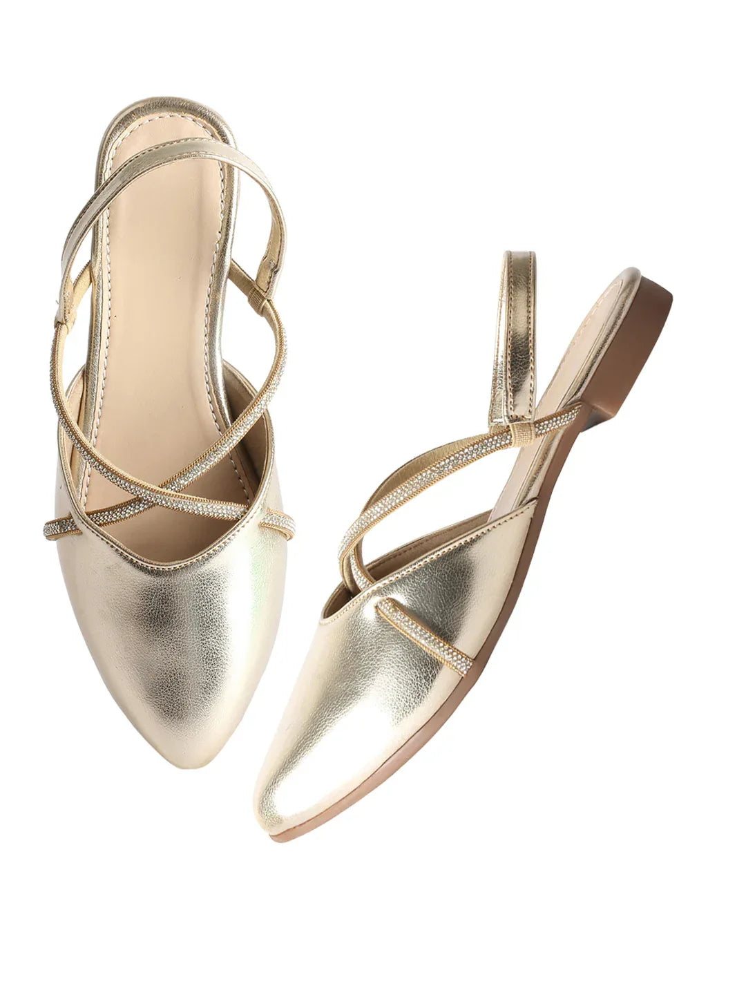 Shimmer Strap Slingback Flat Mules for Women