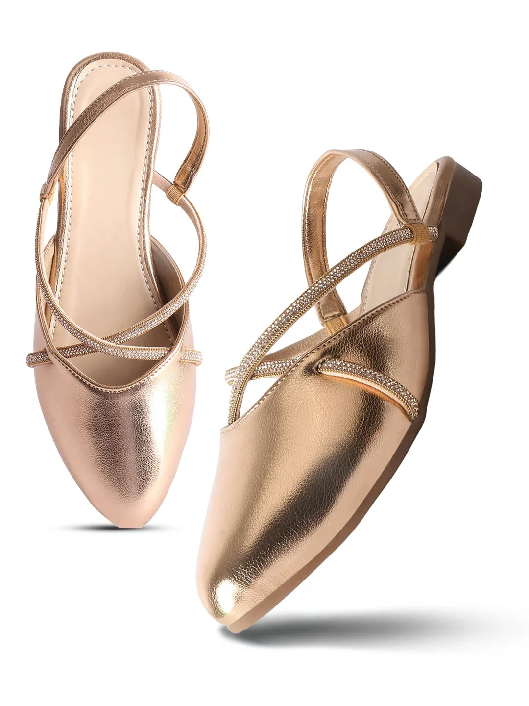 Shimmer Strap Slingback Flat Mules for Women