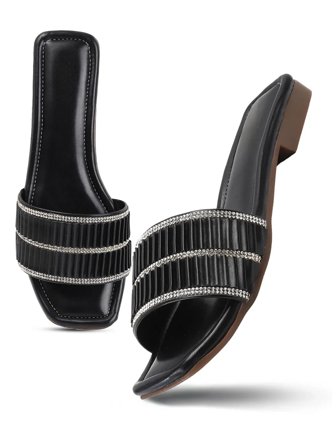 Crystal Band Square-Toe Flats