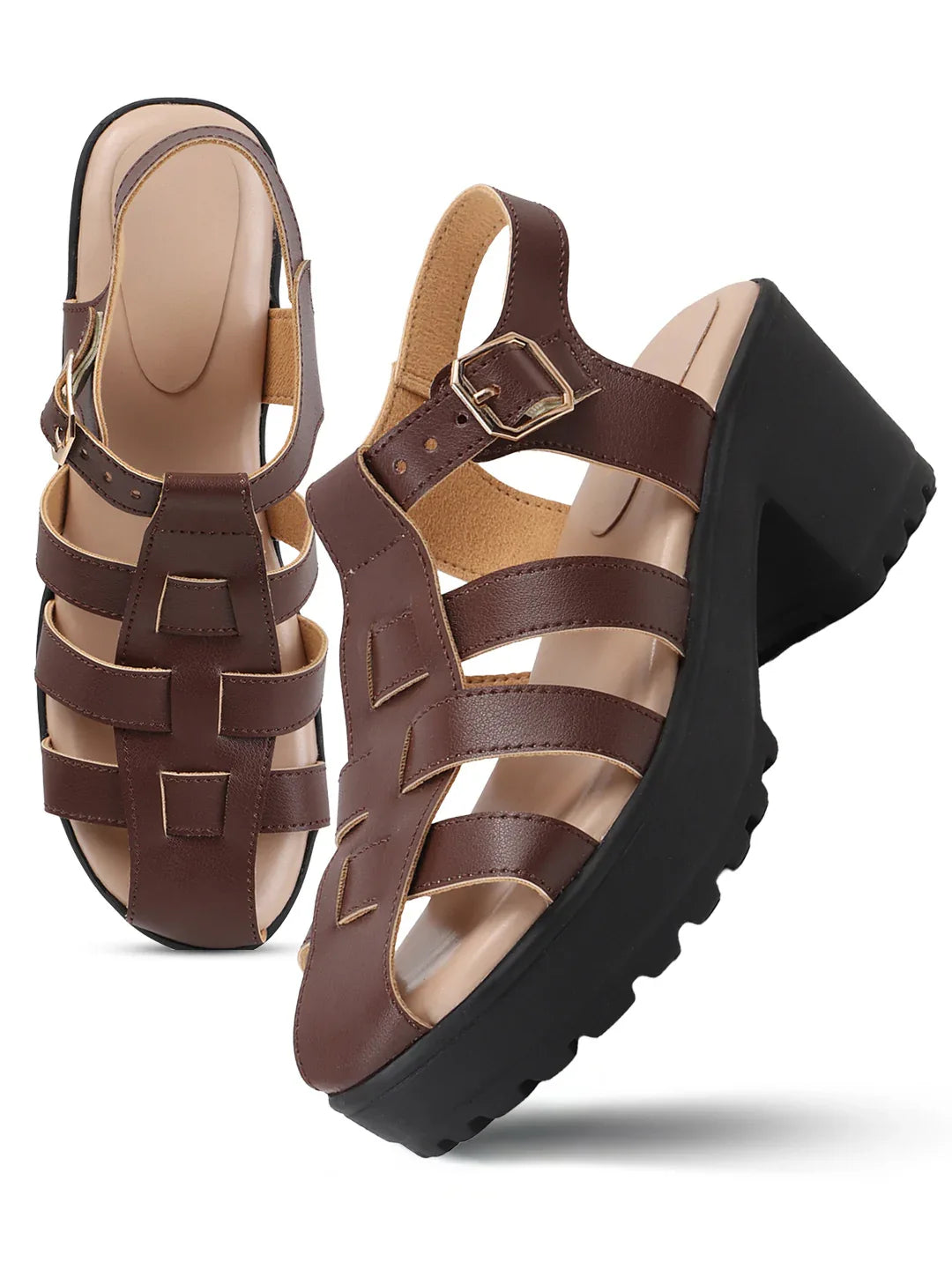 Bold Multi-Strap Casual Heels