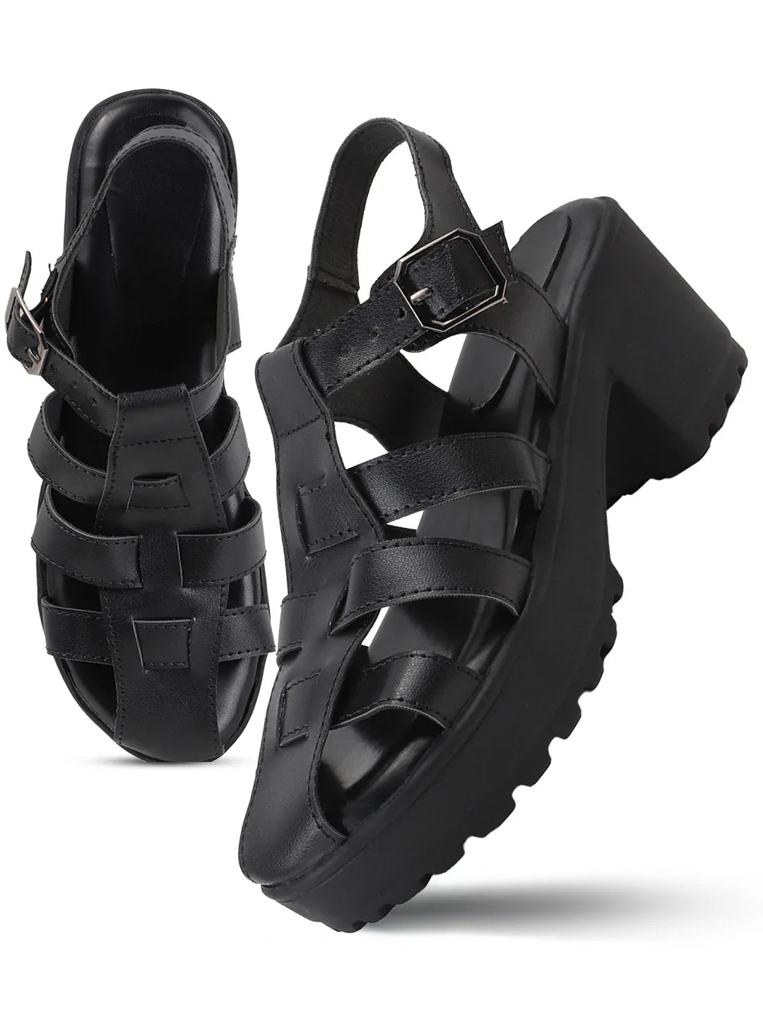 Bold Multi-Strap Casual Heels