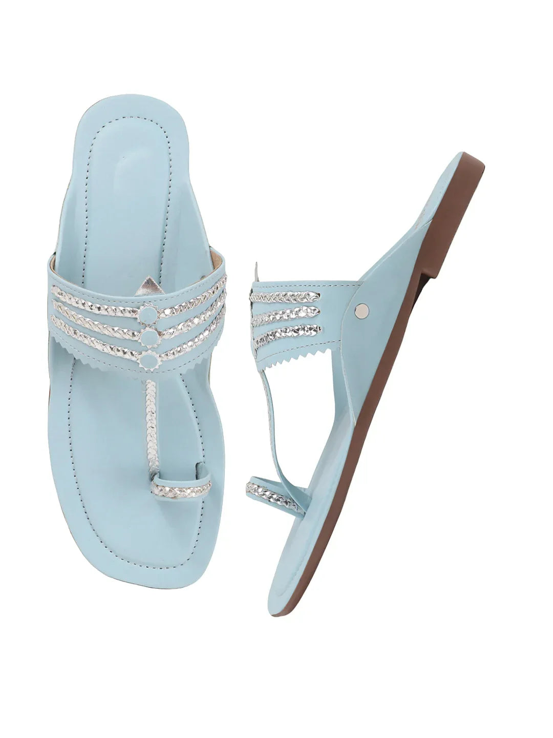 TRYME Comfortable Trendy Kholapuri Slip-On Flat Sandals For Womens And Girls