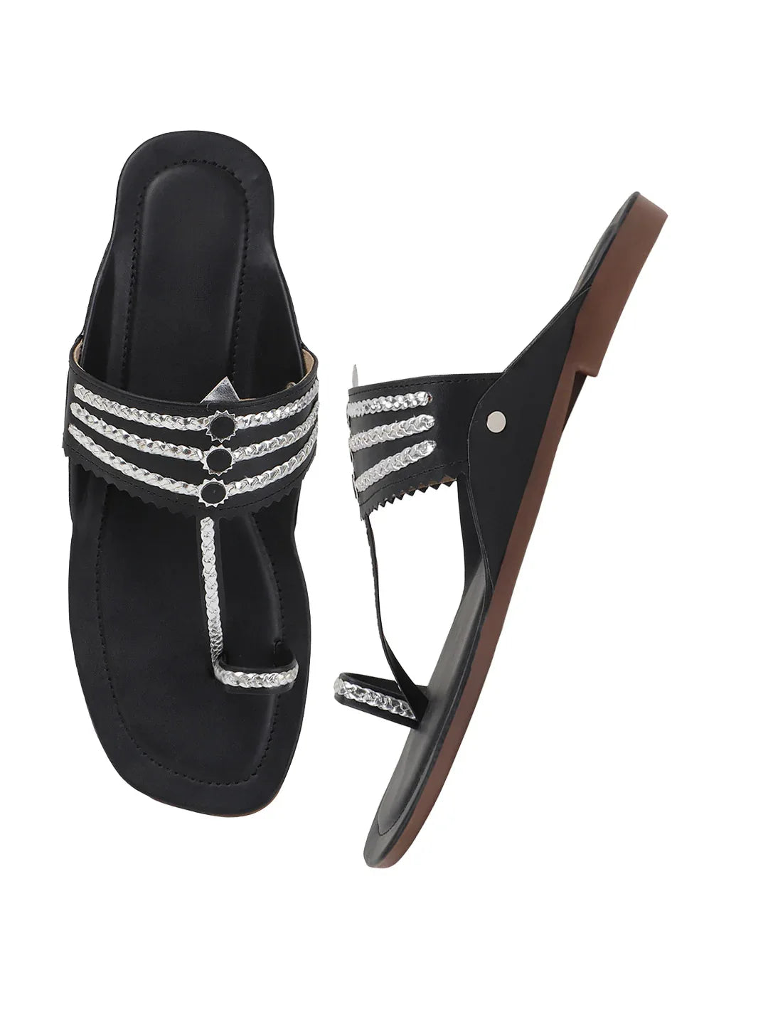 TRYME Comfortable Trendy Kholapuri Slip-On Flat Sandals For Womens And Girls