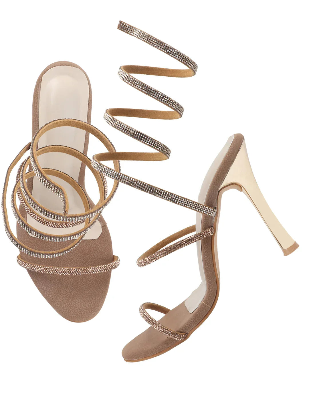 Crystal Strap Ankle Wrap Stiletto Heels