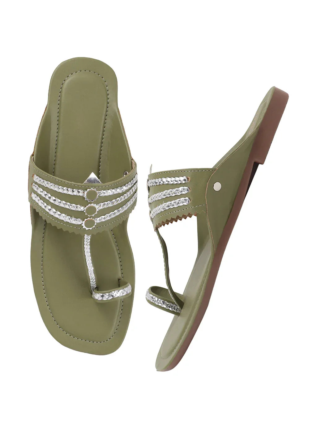 TRYME Comfortable Trendy Kholapuri Slip-On Flat Sandals For Womens And Girls