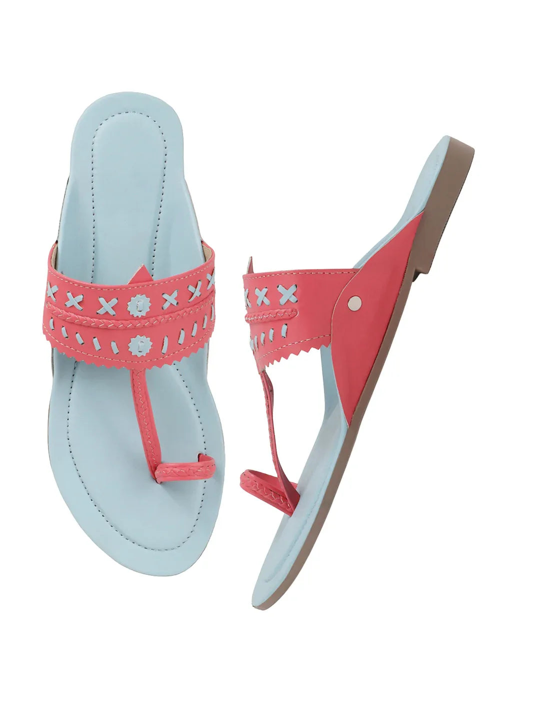 Embroidered Strap Flat Sandals