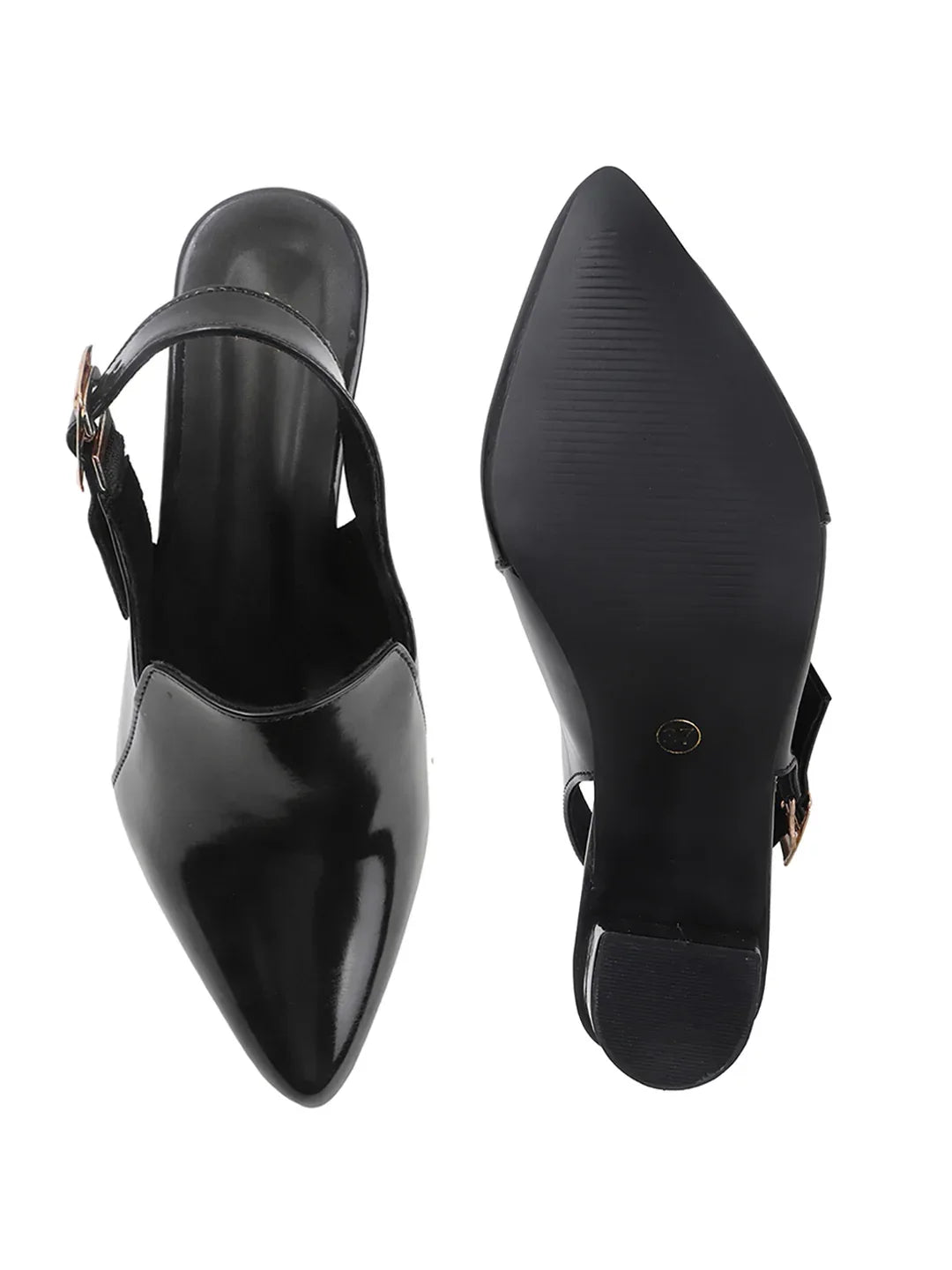 Elegant Gloss Finish Mid Heel Shoes