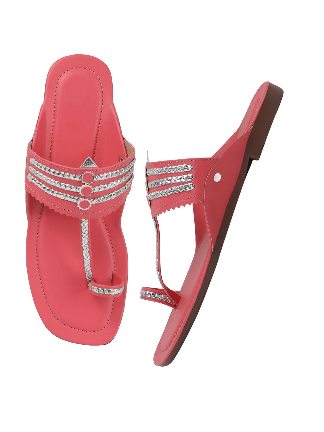 TRYME Comfortable Trendy Kholapuri Slip-On Flat Sandals For Womens And Girls