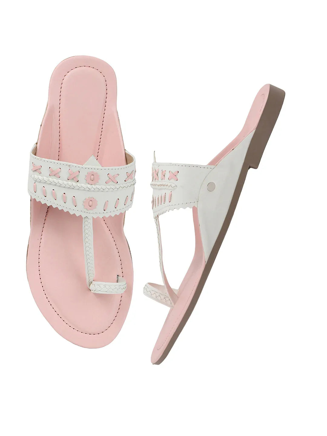 Embroidered Strap Flat Sandals
