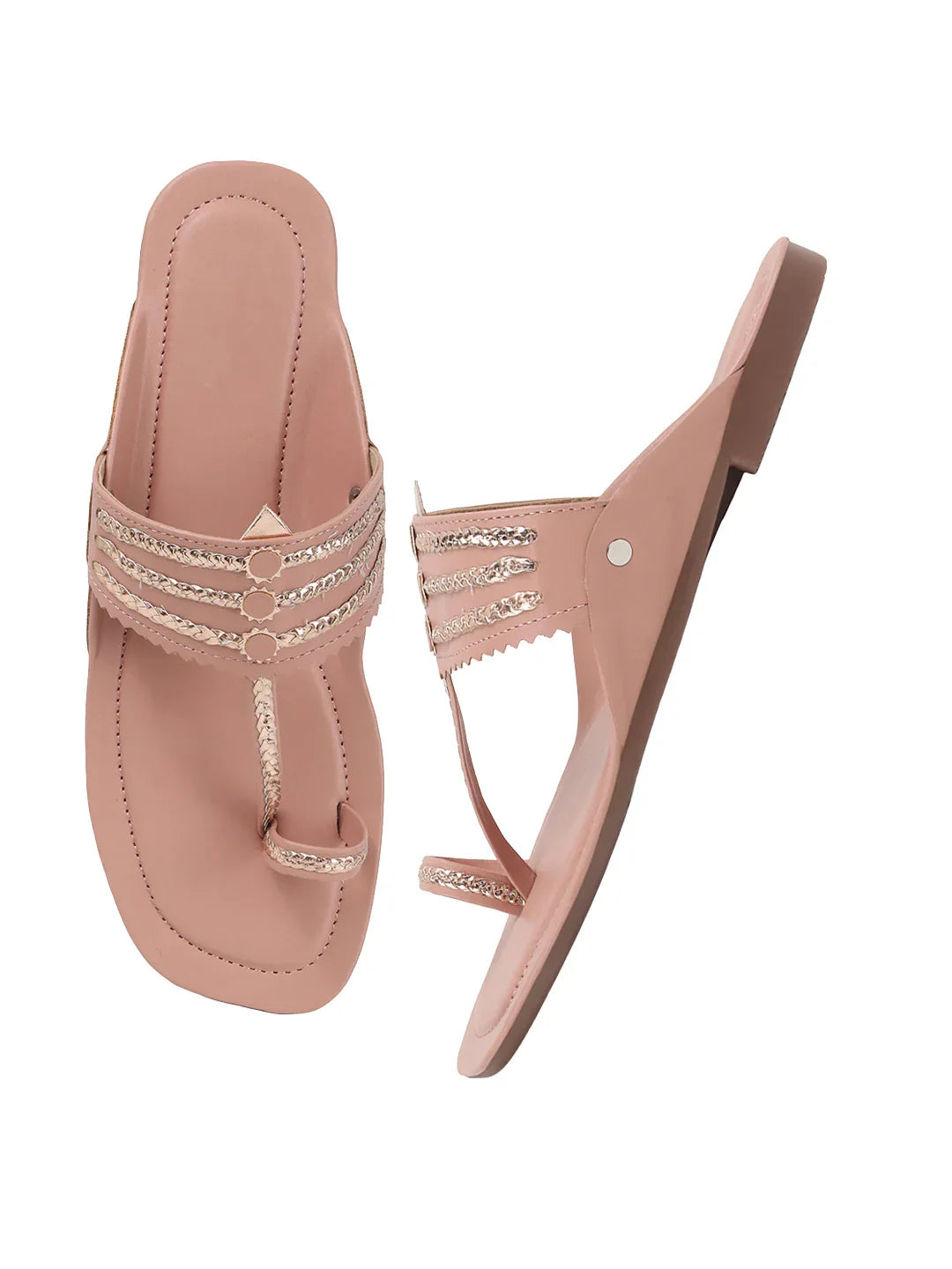 TRYME Comfortable Trendy Kholapuri Slip-On Flat Sandals For Womens And Girls