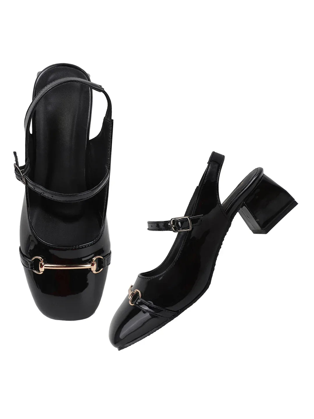 Minimal Dual Strap Mid Heel Shoes