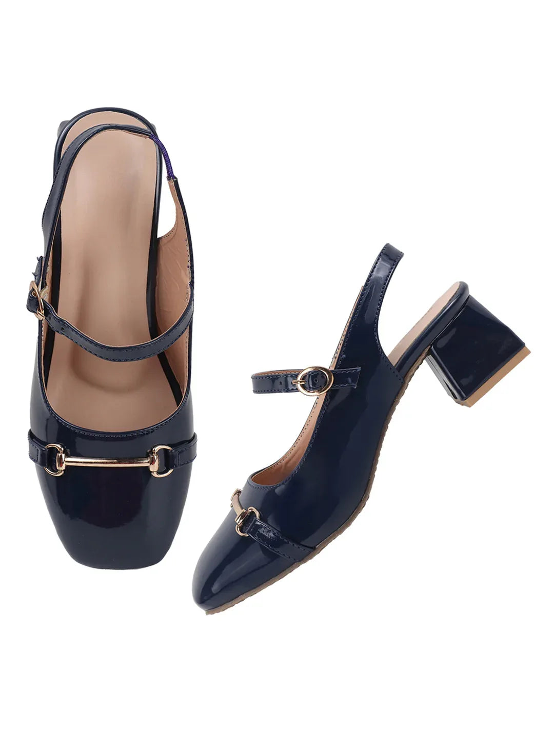Classic Patent Strap Mid Heel Pumps