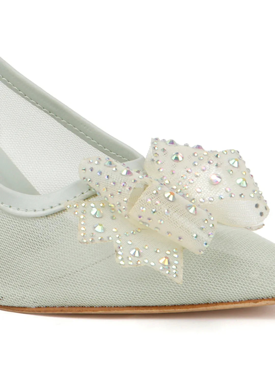 Glam Studded Bow Pointed Slingback Heels